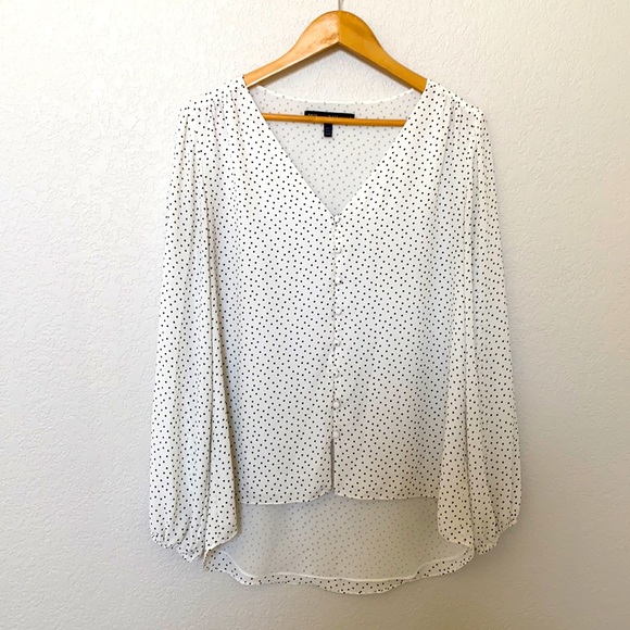 White House Black Market Tops - Black and white polka dot blouse